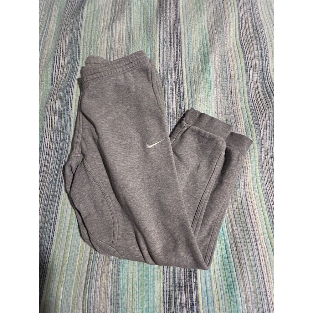 Nike Gray Women’s Fleece Sweatpants M Tapered Drawstring Elastic Waist